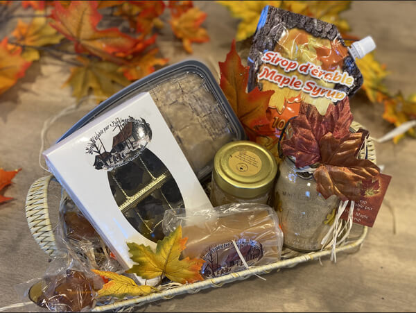 Panier de produits de la Ferme Acéricole J.B. - Entreprise familiale d'élevage bovin et produits 100% de l'érable